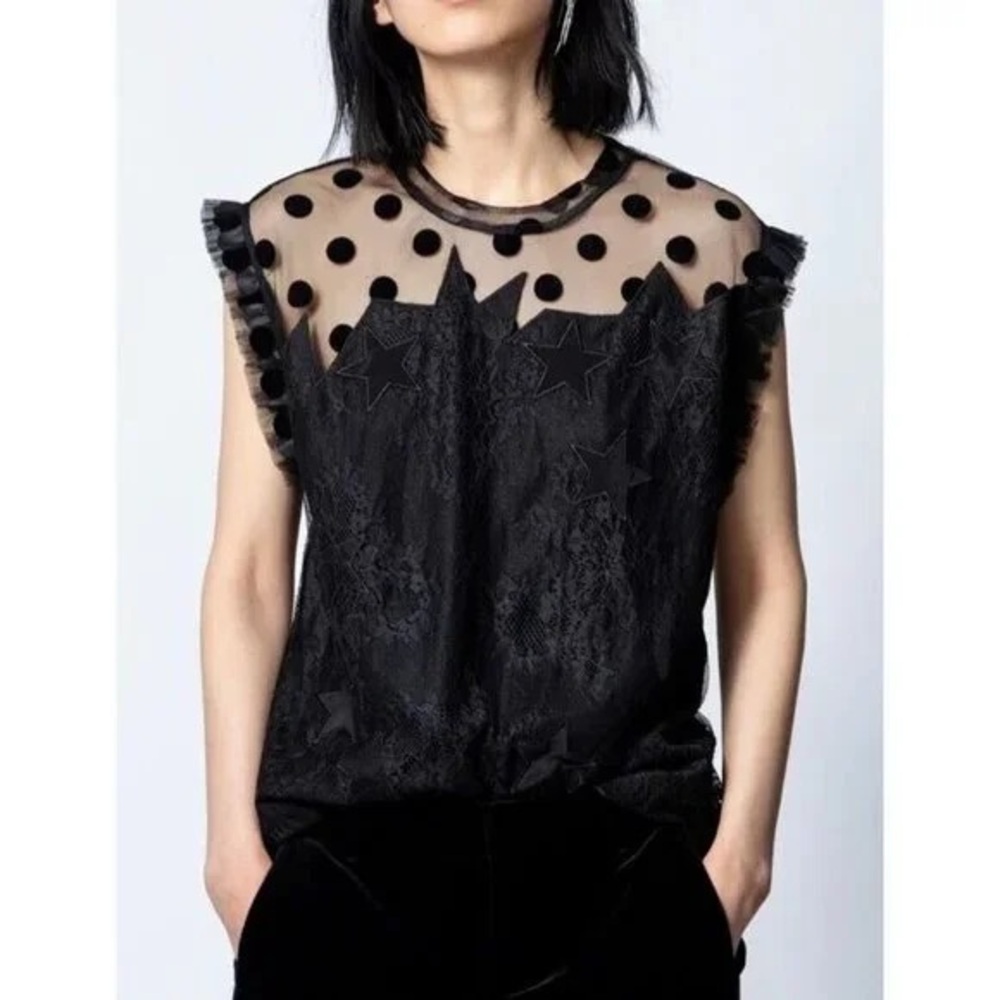 Zadig & Voltaire Sheer Black Lace Blouse